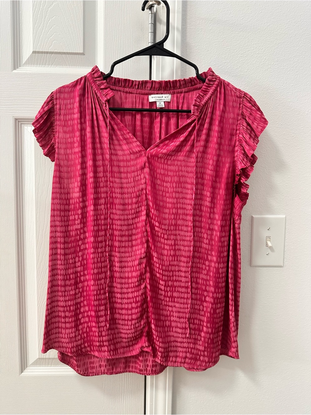Current Air Hot Pink Patterned Flutter Sleeve Blouse